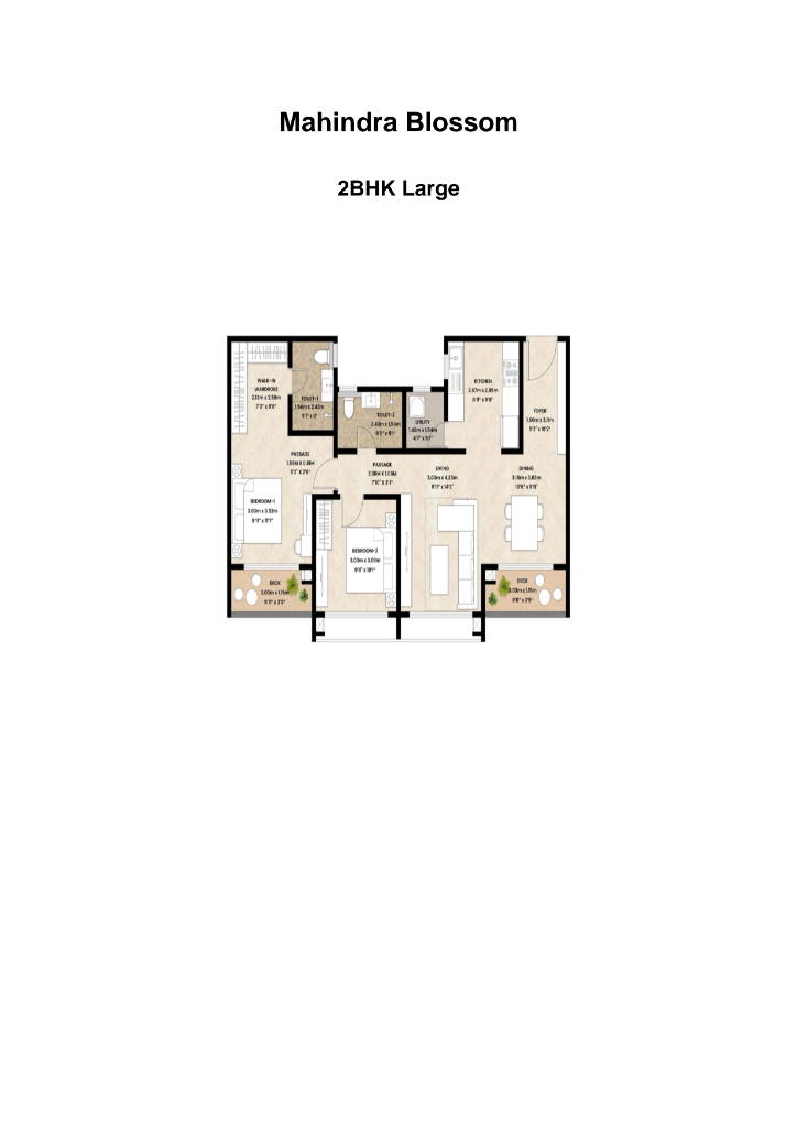 2 BHK Large Floor Plan
